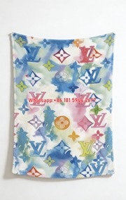 Pastel Rainbow LV Flannel Throw Blanket 416